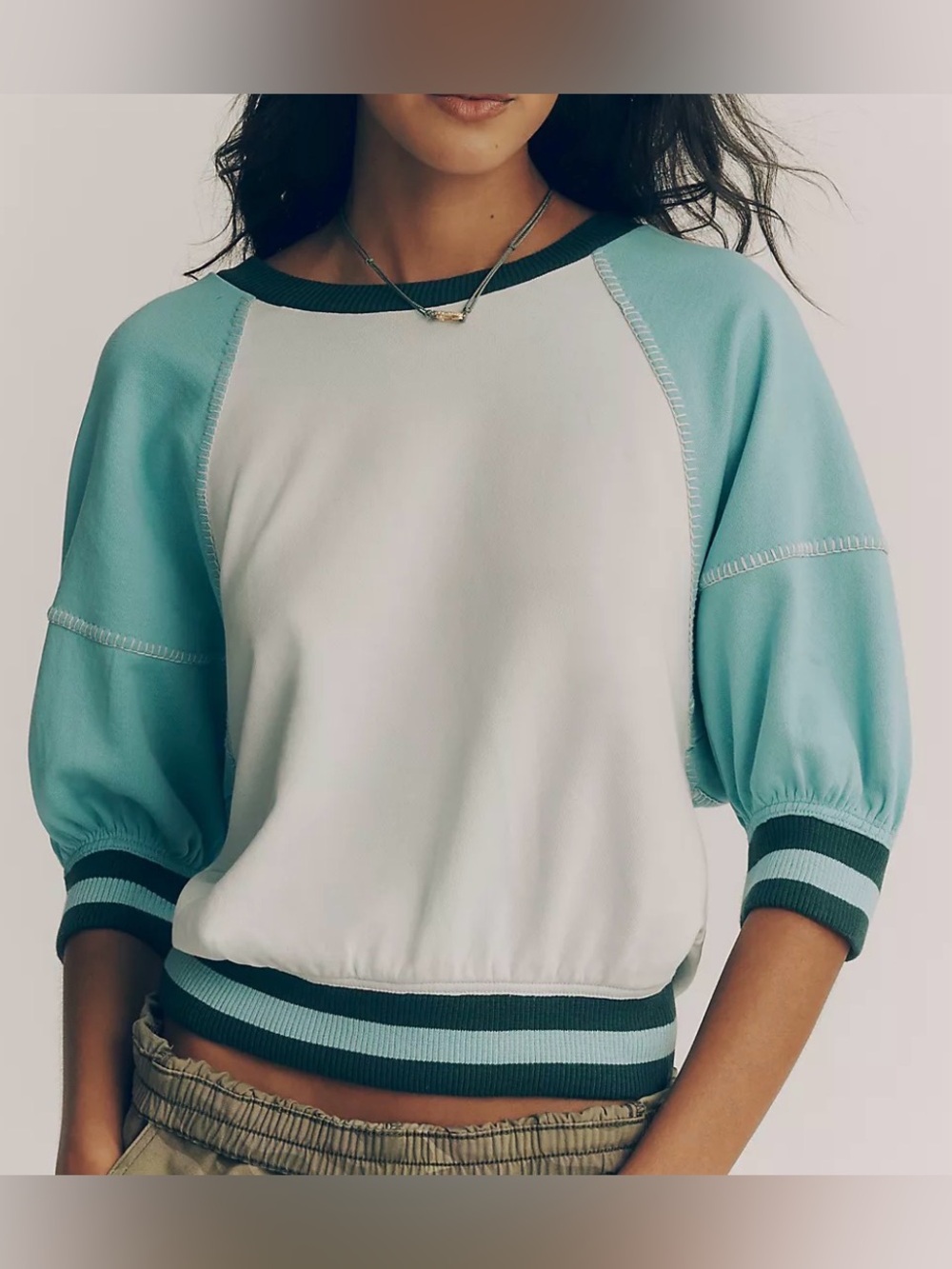Anthropologie Pilcro Niki Colorblock Raglan Sweatshirt